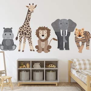 Large Safari Animal Wall Decals, Nursery Wall Decals, Jungle Wall Stickers, African Animal Wall Decals