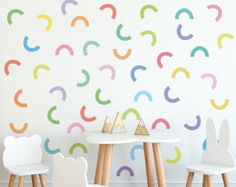 Pastel Rainbow Decals Arc Rainbows Wall Decals, Repositionable Fabric Decals Eco-Friendly