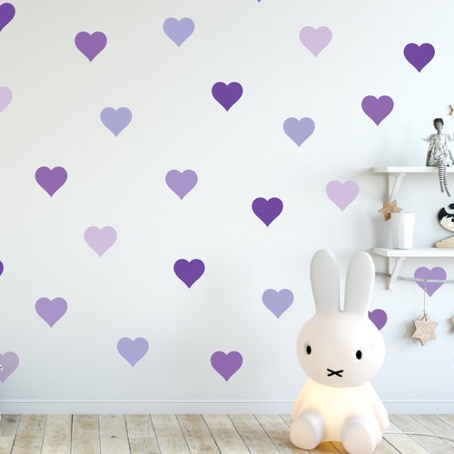 36 Purple Hearts Decals Nursery Wall Decor Wall Decals Etsy