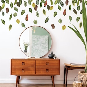 Leaf Wall Decals, Botanical Leaf Wall Stickers, Autumn Leaves Wall Decals, Fall Leaves Wall Stickers, Removable and Repositionable
