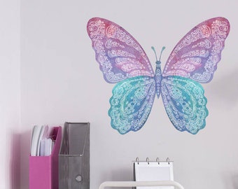 Large Watercolor Butterfly Decal, Peel and Stick Butterfly Decal Removable and Reusable Eco-friendly Butterfly Wall Sticker