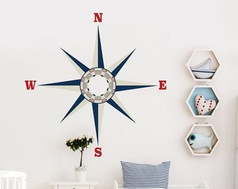 Neutral Compass Wall Decal Matte Fabric Eco-friendly Peel and | Etsy