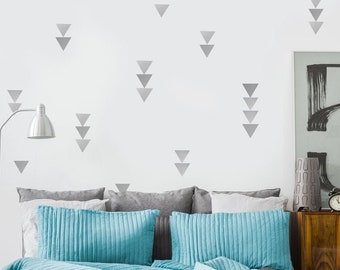 Large Metallic Silver or Gold Triangle Wall Decals, Gold Vinyl Triangle Wall Art
