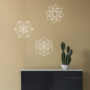 Sacred Geometry Modern Wall Decals in Metallic Gold Decals Silver Wall Decals, Black or White Geometric Vinyl Mid-century Modern Walldecals