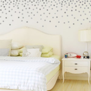 Metallic Silver or Gold Polka Dots Wall Stickers, Peel and Stick Polka Dot Wall Decals