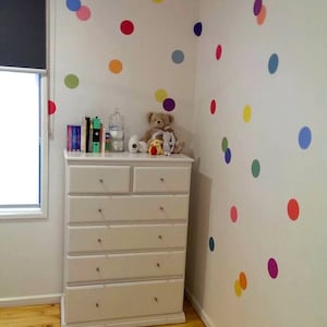 Dots Wall Decals Confetti Rainbow Polka Dot Wall Stickers, Eco-friendly Fabric Removable, Reusable Peel & Stick image 5