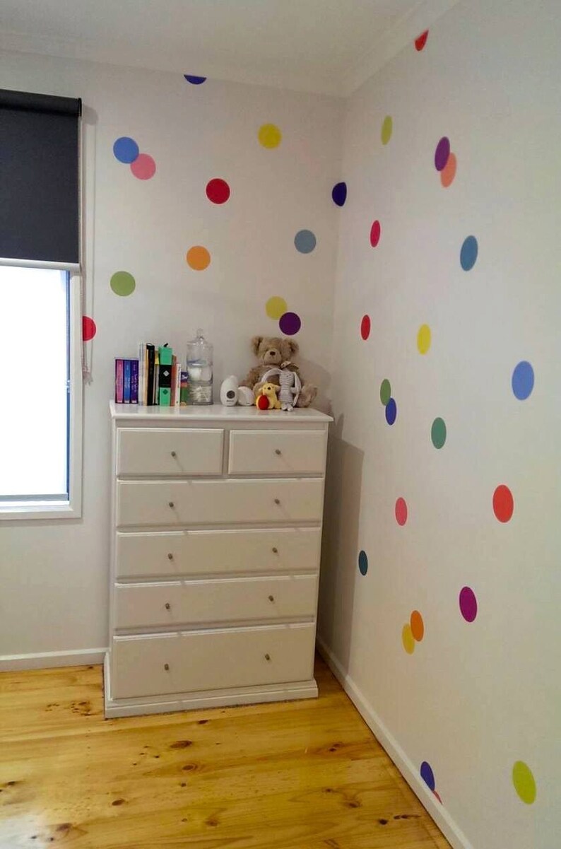 Dots Wall Decals Confetti Rainbow Polka Dot Wall Stickers, Eco-friendly Fabric Removable, Reusable Peel & Stick image 5