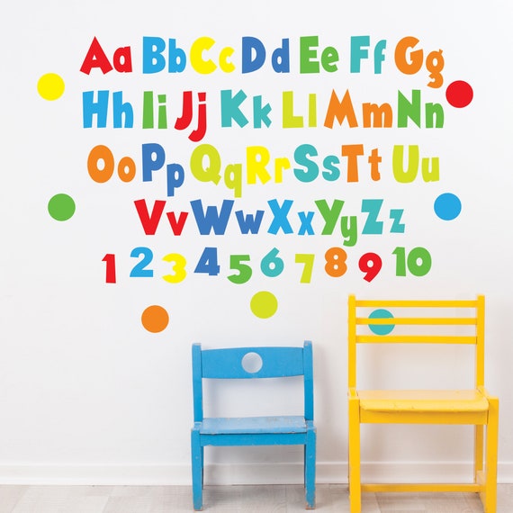 Rainbow Brights Alphabet Wall Decals, Abc's, Nursery Decor, ABC Wall  Stickers, Kids Room Wall Decals 