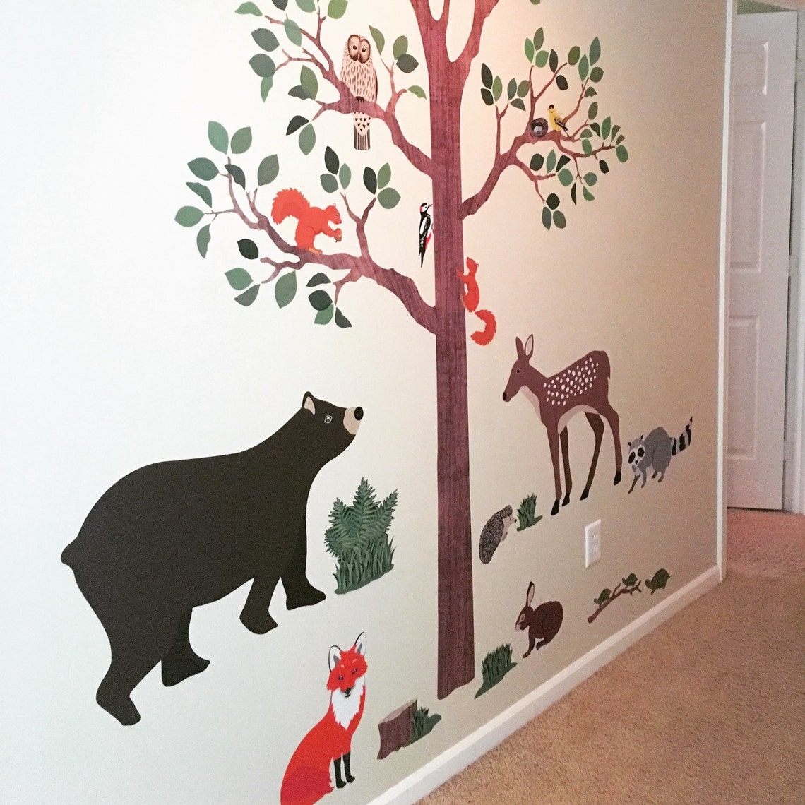 Woodland Decals Woodland Animals Wall Decal Forest Mural 7 Ft Etsy