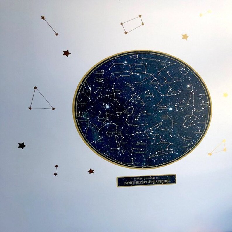 Science Decals Sky Decals Constellations Wall Decal Removable Repositionable Eco-friendly Poster Decal Northern Hemisphere Space Decals