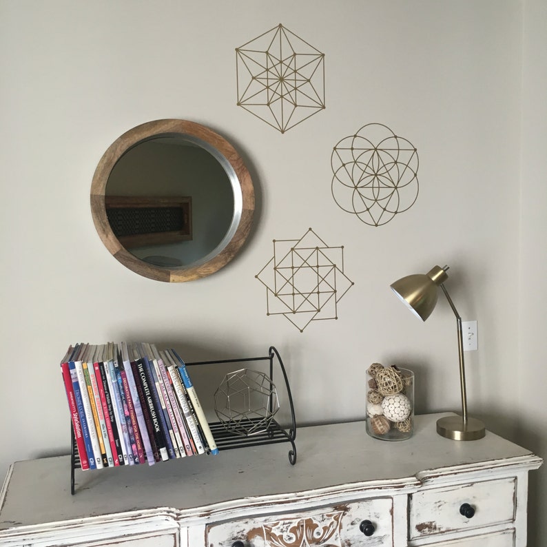 Sacred Geometry Wall Decals in Gold or Silver Metallic Vinyl Etsy