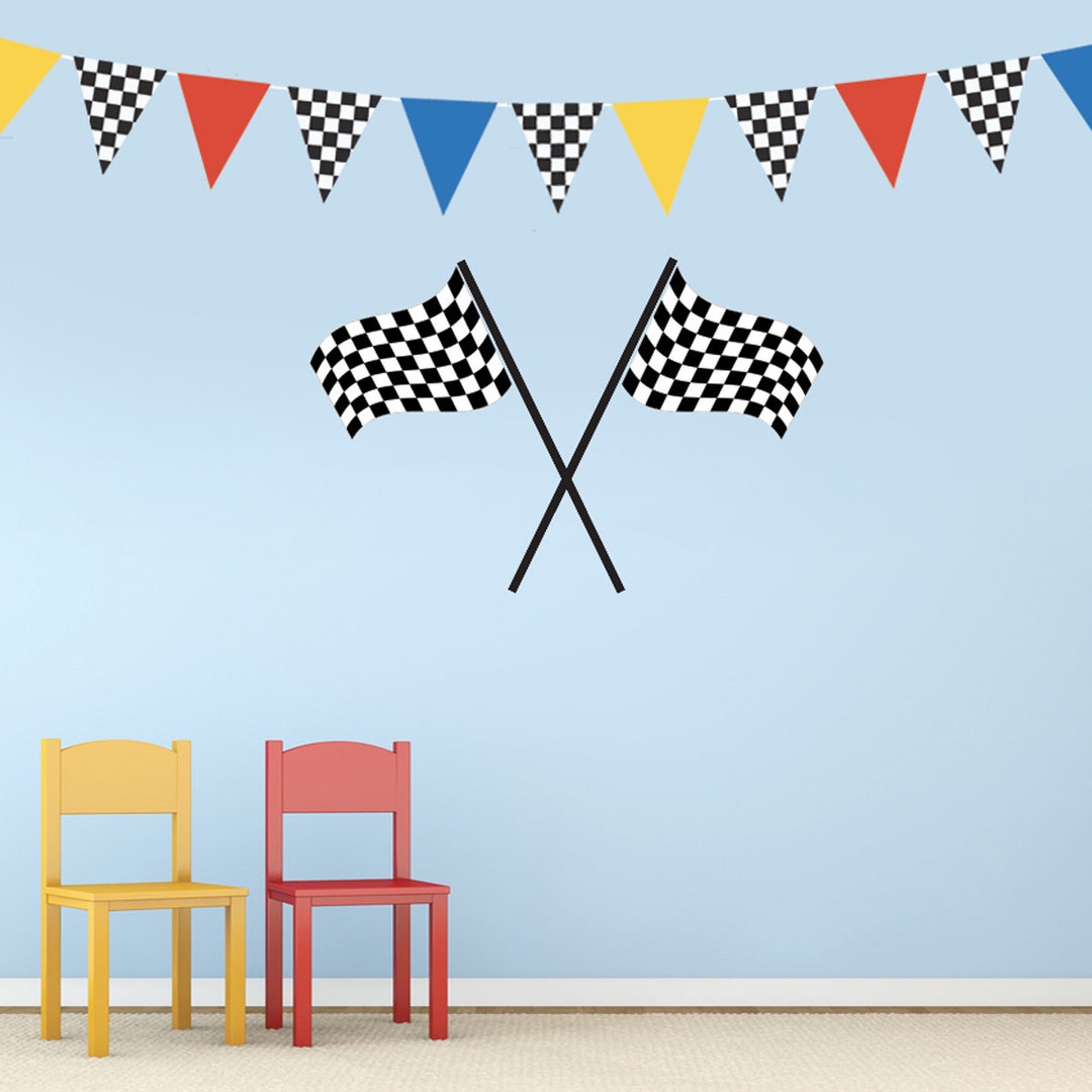 Large Racing Checkered Flags Plus Race Car Pennants Decals, Eco ...