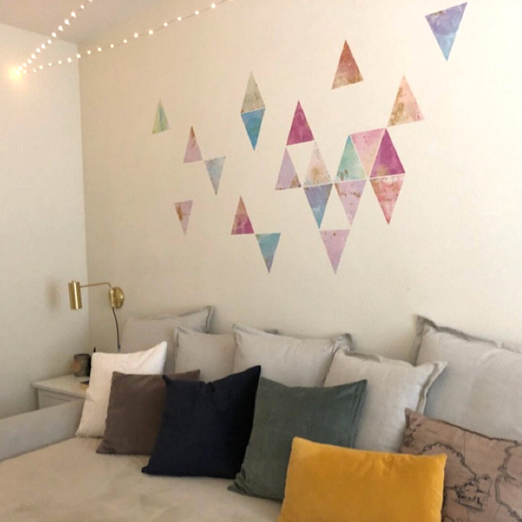 Bunting Flag Wall Decals Watercolor & Gold Glitter printed Etsy