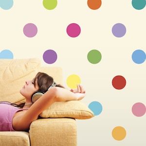 Sixteen Colors Polka Dot Wall Decals, Eco-Friendly, Removable and Reusable Fabric Dot Wall Stickers