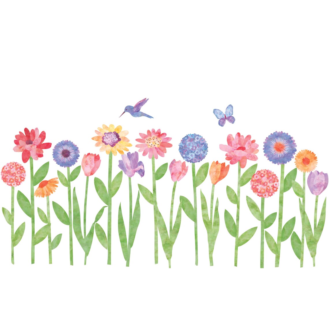 Large Watercolor Flower Wall Decals Girls Wall Decals Floral Etsy