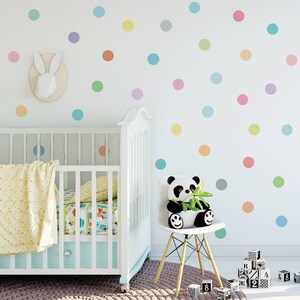 Wall Decals Dots 36 Sorbet Colored Confetti Polka Dot Wall Decals, Removable and Reusable Eco-friendly Dot Wall Stickers