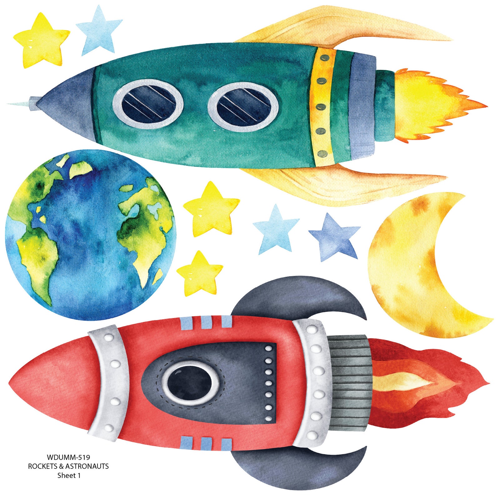 Sticker Roki Rocket Rockets Wall Decals, Outer Space Mural, Eco-friendly Fabric Stickers - Etsy