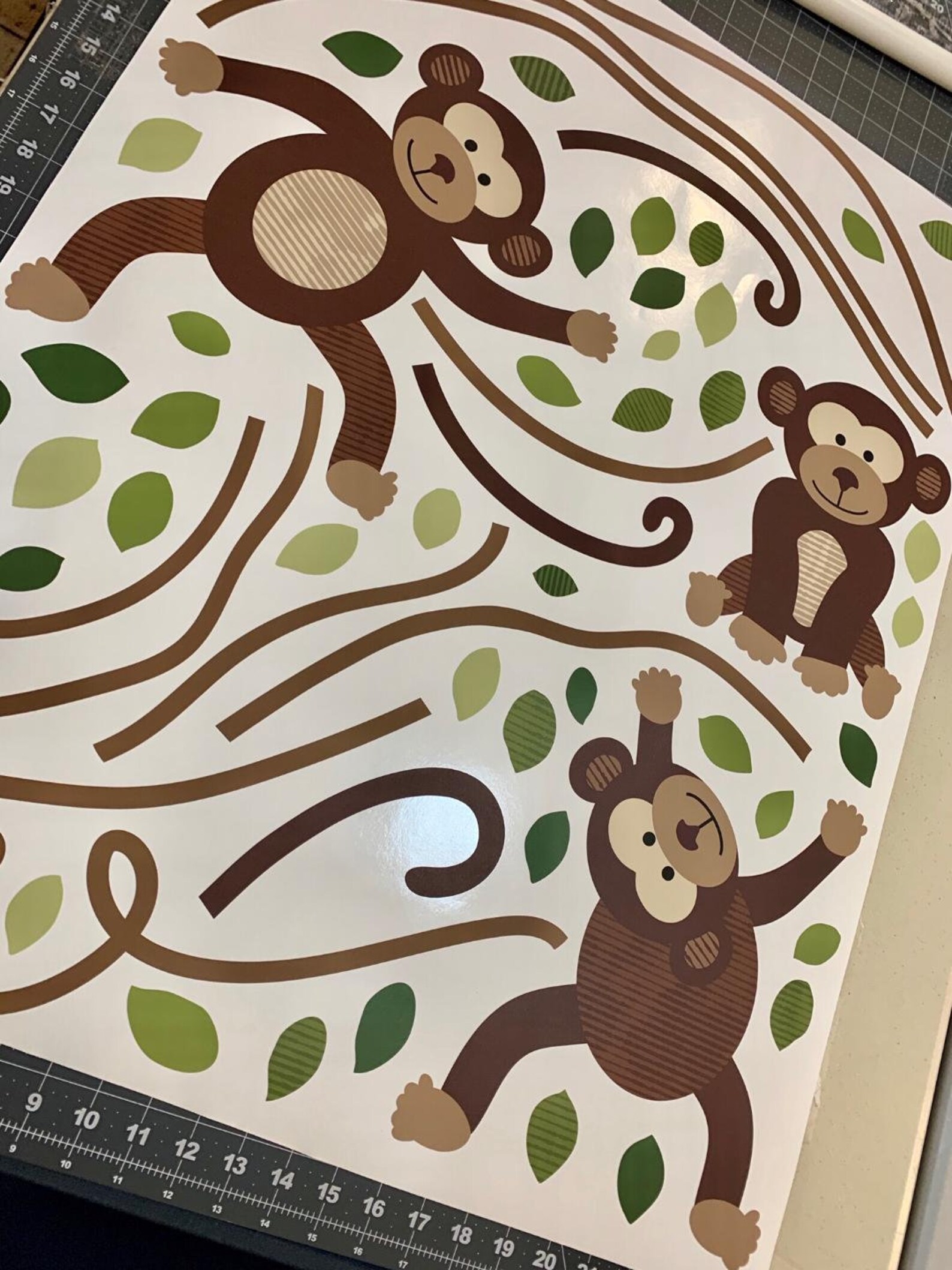 Monkey Wall Decals Jungle Monkey Wall Stickers Nursery Wall Etsy