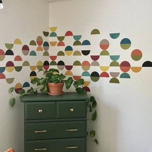 Mid Century Modern Semi Circle Wall Decals, Matte Fabric Removable and Reusable Geometric Wall Stickers image 8