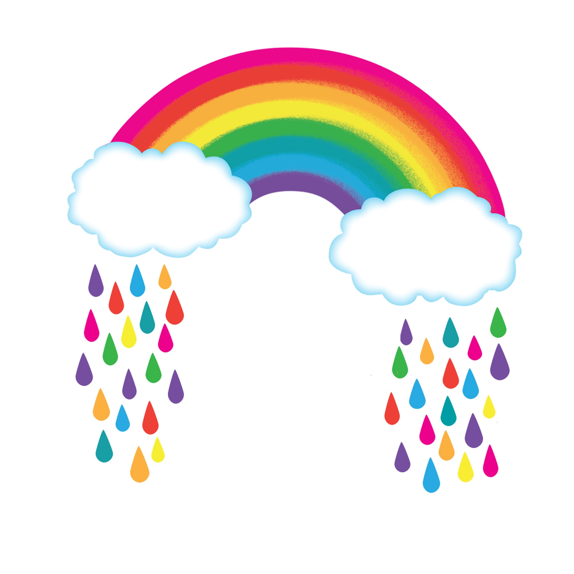 Bright Rainbow With Raindrops Wall Decals Cloud Wall Decals Etsy