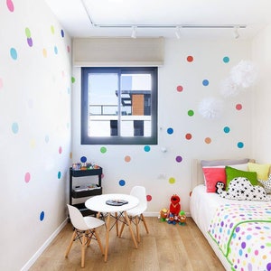 Dots Wall Decals Confetti Rainbow Polka Dot Wall Stickers, Eco-friendly Fabric Removable, Reusable Peel & Stick image 7