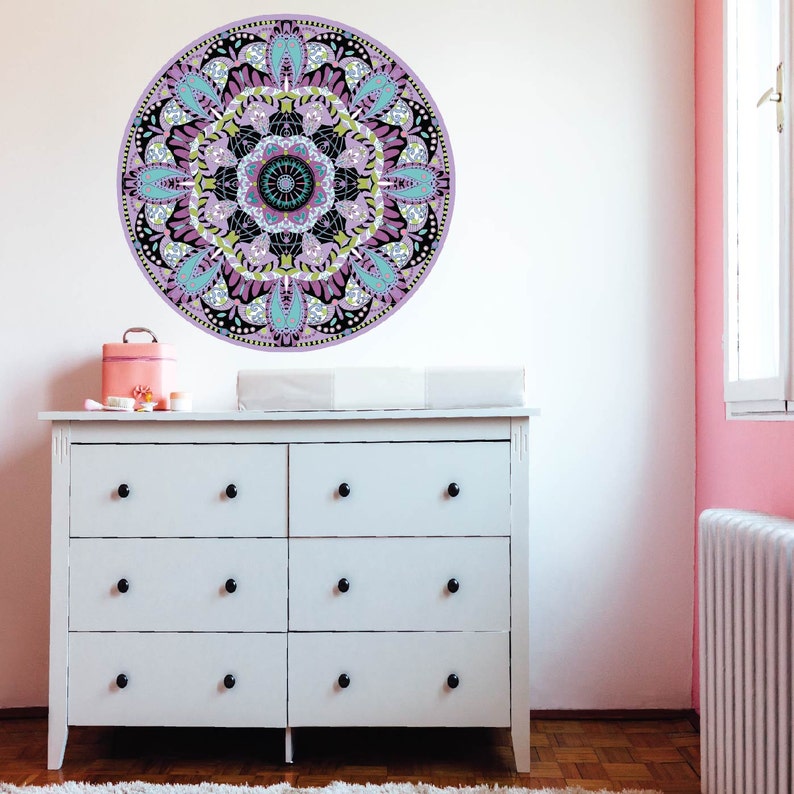Wall Decals Boho Mandala Medallion Purple Teal Removable and Etsy