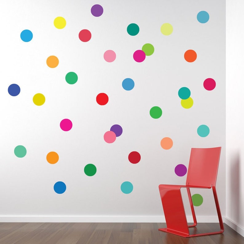 wall decals 36 confetti rainbow of colors polka dots | etsy
