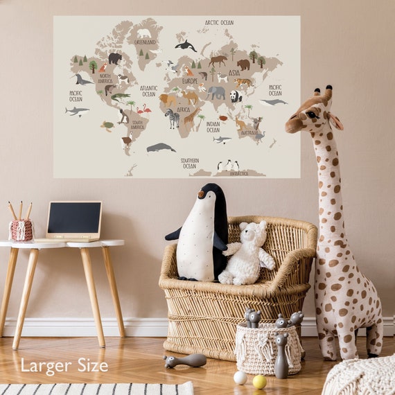 Kids World Map Wall Decal