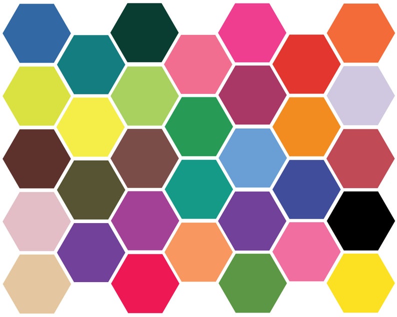 Hexagon Wall Decal 32 Mod Solid Colors Hexagons Decals Modern Etsy