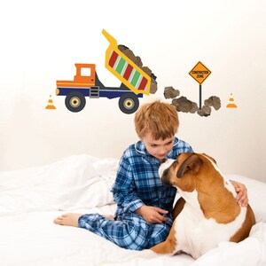 Large Dump Truck and Construction Sign Wall Decals, Removable and Reusable