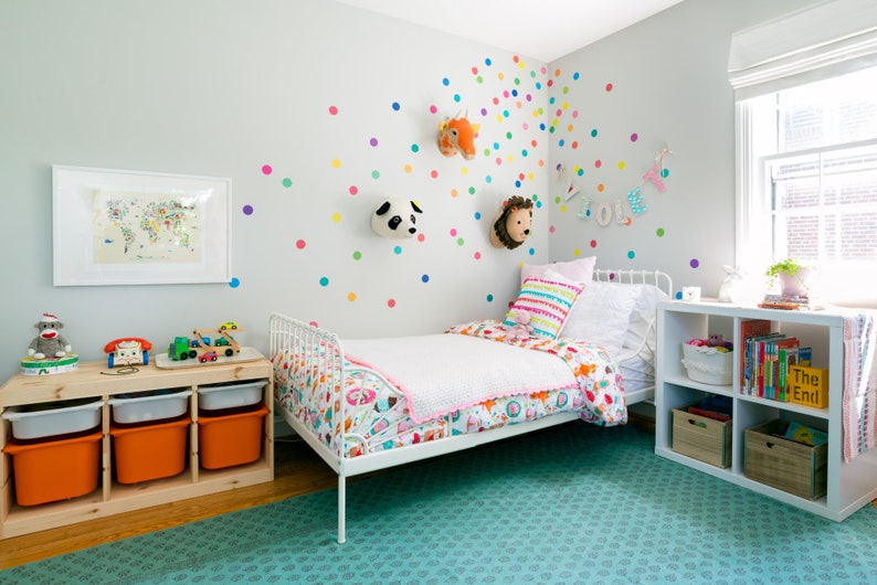 Dot Wall Decals 121 Mini Rainbow Dot Decals Confetti Polka Dot Wall Decals Peel and Stick Removable Nursery Wall Stickers image 9