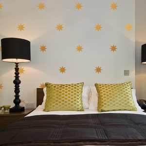 Removable Star Wall Decals, Coronata Gold Stars Wall Stickers, 8 Point Star Decals in Metallic Gold & VInyl Colors