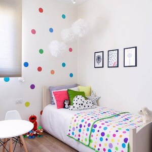 Dots Wall Decals Confetti Rainbow Polka Dot Wall Stickers, Eco-friendly Fabric Removable, Reusable Peel & Stick image 8