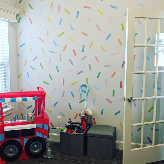 90 Pcs Pastel Rainbow Sprinkles Wall Decal Kids Nursery Stickers Baby Cot Decor 