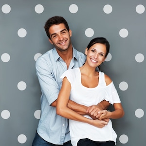 64 White Polka Dots Wall Decals, Eco-Friendly Peel and Stick Dots Removable & Reusable Fabric Wall Stickers