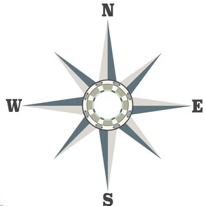 Neutral Compass Wall Decal, Matte Fabric Eco-friendly Peel and Stick ...