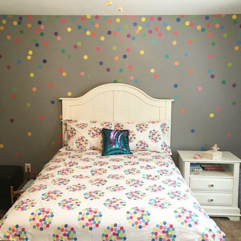 Dot Wall Decals 121 Mini Rainbow Dot Decals Confetti Polka Dot Wall Decals Peel and Stick Removable Nursery Wall Stickers image 5