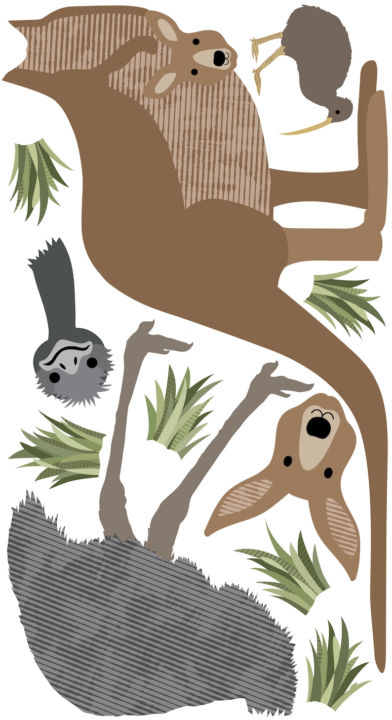 Large Australian Animals Wall Decals Kangaroo Wall Decal Etsy