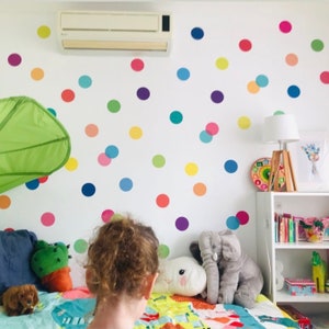 Dots Wall Decals Confetti Rainbow Polka Dot Wall Stickers, Eco-friendly Fabric Removable, Reusable Peel & Stick image 4