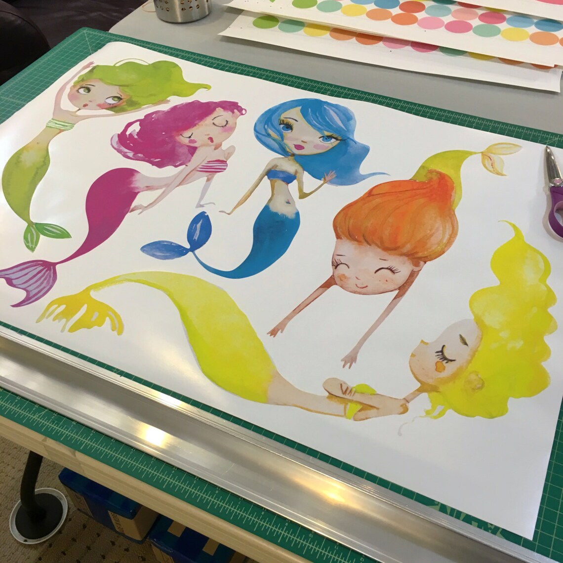 Mermaid Wall Decals Cute Playful Mermaids Fabric Wall Decals, Peel and ...