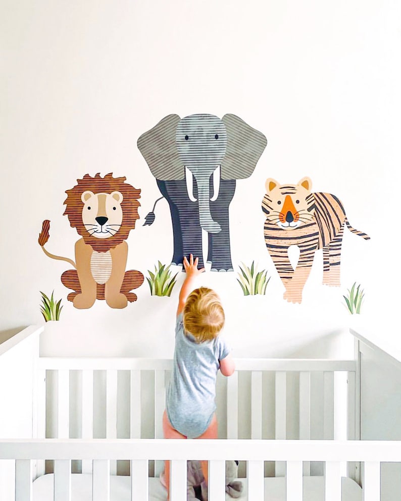 Large Safari Animal Wall Decals Nursery Wall Decals Jungle Etsy