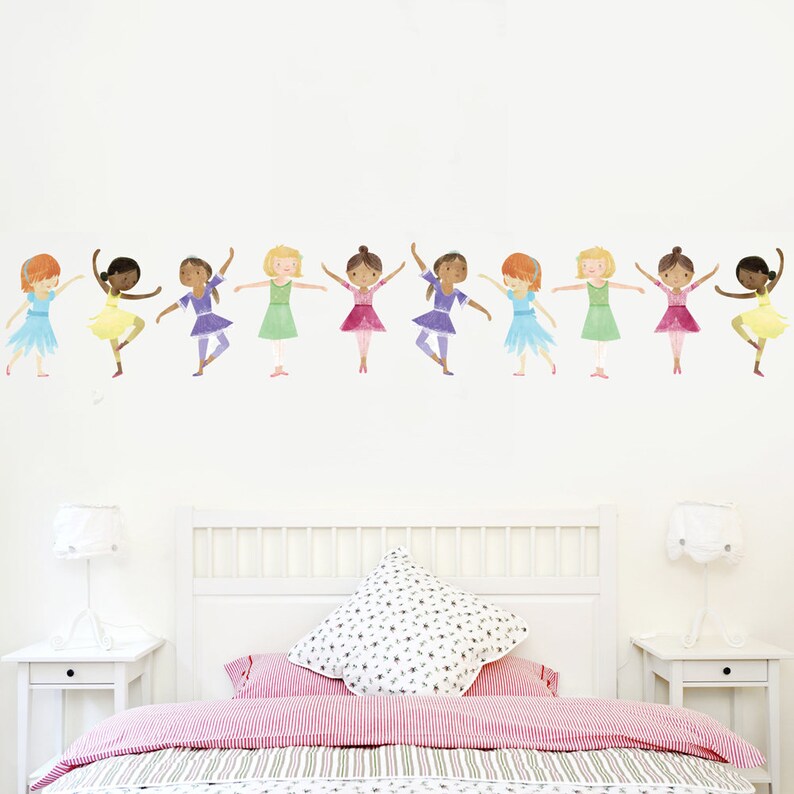 Ballet Wall Decals Ballerina Decal 10 Dancing Ballerinas Removable And Reusable Eco Friendly Fabric Stickers