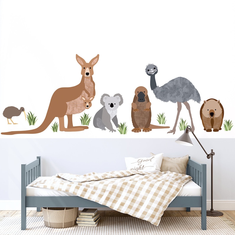 Large Australian Animals Wall Decals Kangaroo Wall Decal Etsy