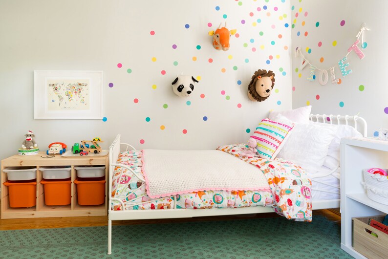 Dot Wall Decals 121 Mini Rainbow Dot Decals Confetti Polka Dot Wall Decals Peel and Stick Removable Nursery Wall Stickers image 8