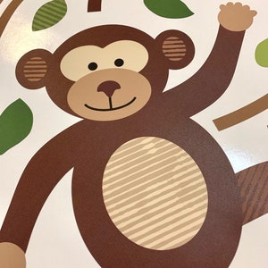 Monkey Wall Decals, Jungle Monkey Wall Stickers, Nursery Wall Decals, Repositionable Fabric Decals image 3