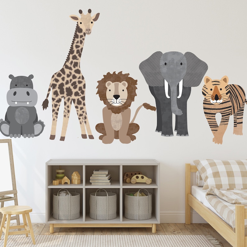 Large Safari Animal Wall Decals Nursery Wall Decals Jungle Etsy