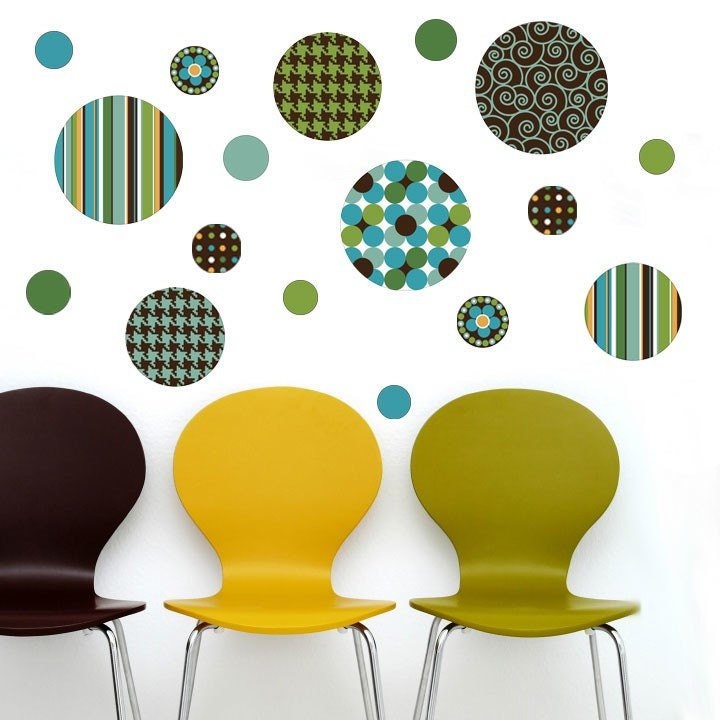 Delightful Dots Wall Decals Teal Lime Green Aqua & Brown Etsy