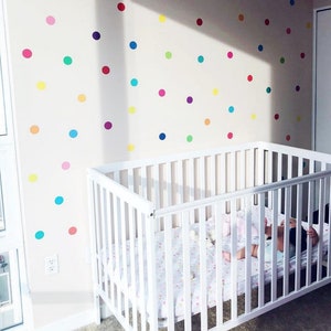 Dot Wall Decals 121 Mini Rainbow Dot Decals Confetti Polka Dot Wall Decals Peel and Stick Removable Nursery Wall Stickers image 3