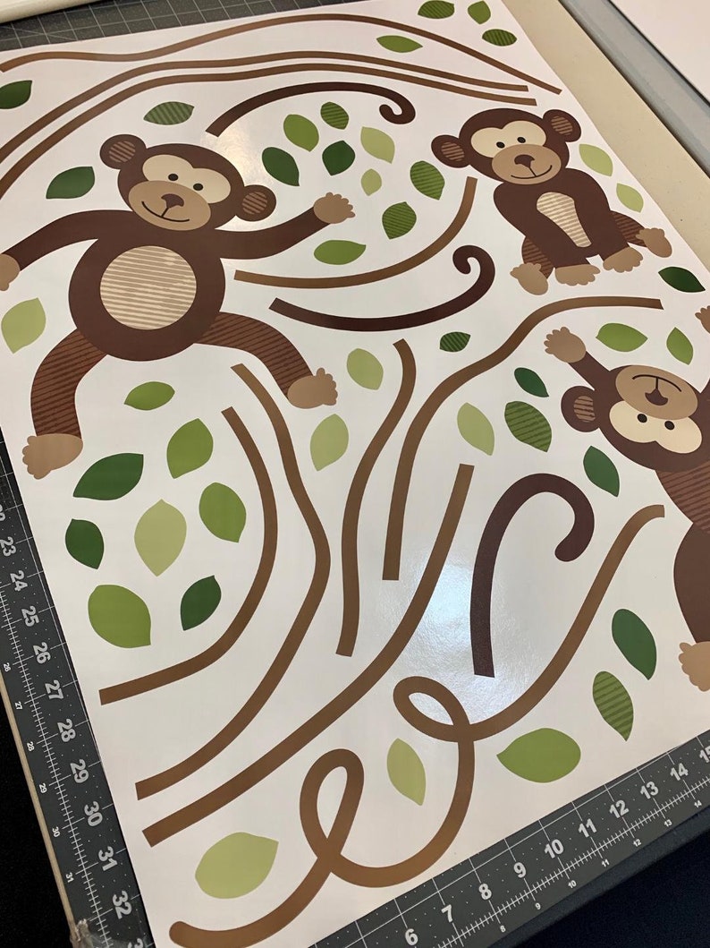 Monkey Wall Decals Jungle Monkey Wall Stickers Nursery Wall Etsy