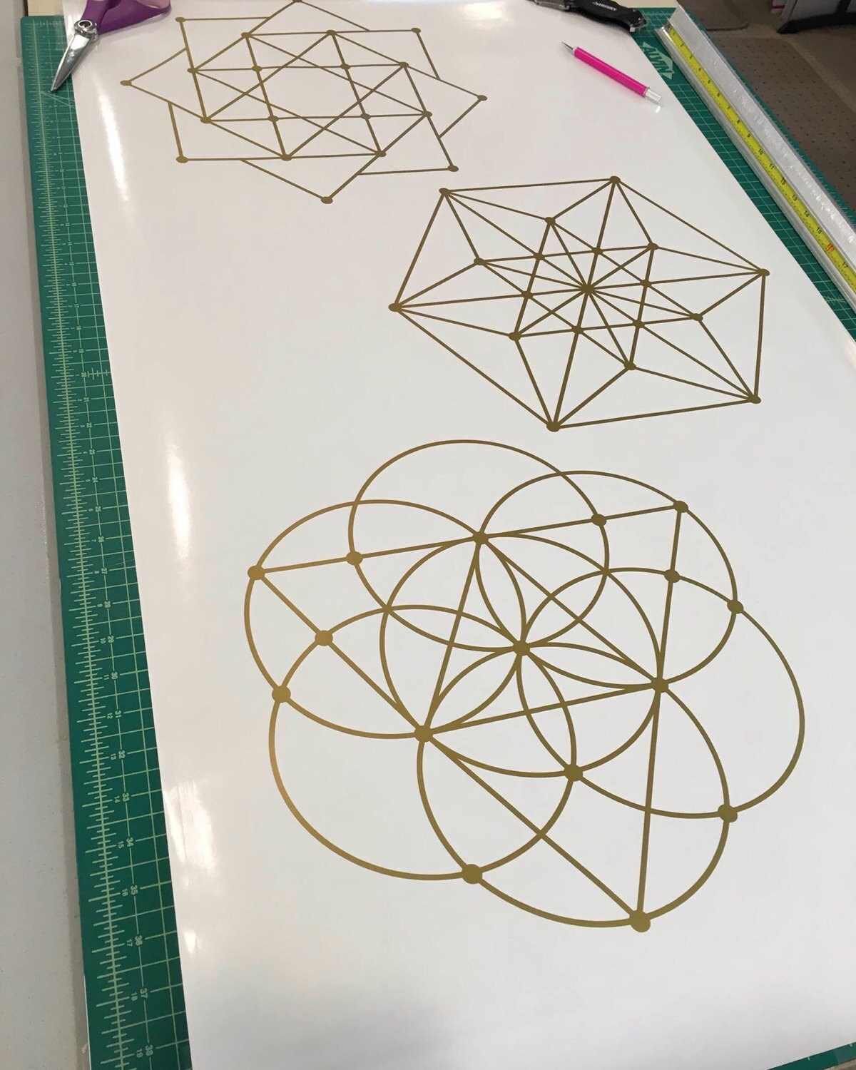 Sacred Geometry Wall Decals in Gold or Silver Metallic Vinyl Etsy
